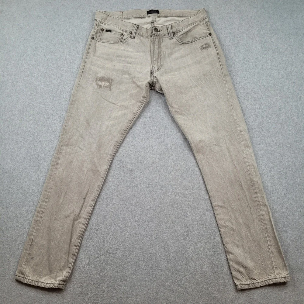 Polo Ralph Lauren Sullivan Slim Jeans Mens‎ 32x32 Gray Distressed Denim Pants